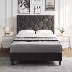 Struttura letto moderna imbottita con testiera regolabile, piattaforma resistente, supporto robusto con doghe in legno, silenziosa, non necessita di rete a molle.