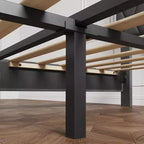 Struttura letto moderna imbottita con testiera regolabile, piattaforma resistente, supporto robusto con doghe in legno, silenziosa, non necessita di rete a molle.