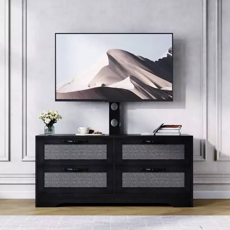 Mobile TV con cassetti e ante in rattan