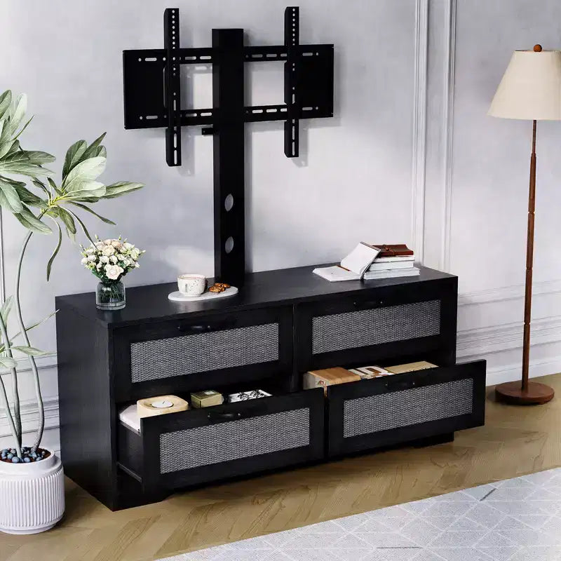 Mobile TV con cassetti e ante in rattan