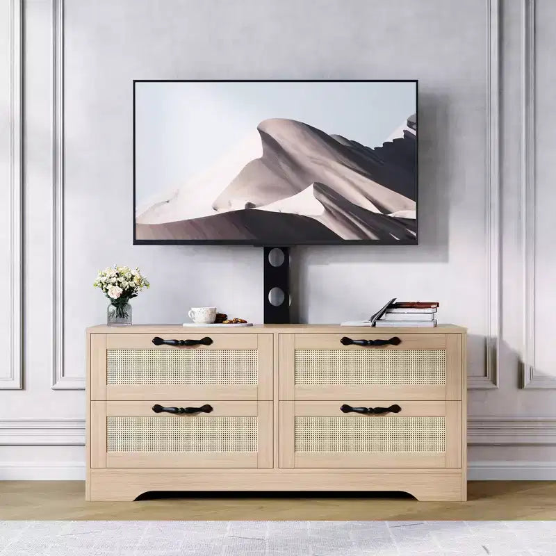 Mobile TV con cassetti e ante in rattan