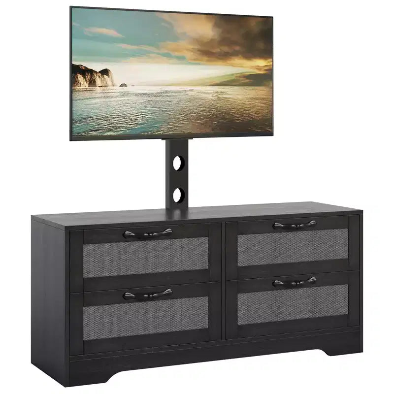 Mobile TV con cassetti e ante in rattan