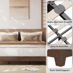 Base letto in legno con doghe, design minimalista, spazio contenitivo sotto il letto, nessun bisogno di rete, silenzioso e facile da montare, noce