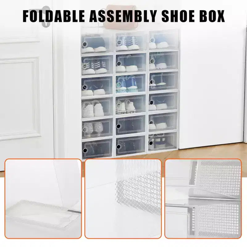 Confezione da 18 scatole porta scarpe impilabili grandi, contenitori organizer in plastica trasparente con sportello a cerniera, adatti per sneakers e scarpe, 36,1 x 25,9 x 20,1 cm