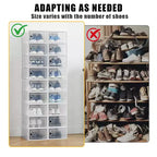 Confezione da 18 scatole porta scarpe impilabili grandi, contenitori organizer in plastica trasparente con sportello a cerniera, adatti per sneakers e scarpe, 36,1 x 25,9 x 20,1 cm