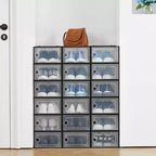 Confezione da 18 scatole porta scarpe impilabili grandi, contenitori organizer in plastica trasparente con sportello a cerniera, adatti per sneakers e scarpe, 36,1 x 25,9 x 20,1 cm