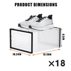 Confezione da 18 scatole porta scarpe impilabili grandi, contenitori organizer in plastica trasparente con sportello a cerniera, adatti per sneakers e scarpe, 36,1 x 25,9 x 20,1 cm