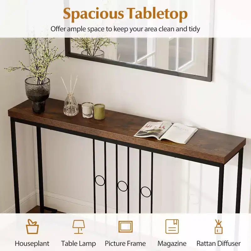Tavolo Consolle Industriale Stretto da 140 cm