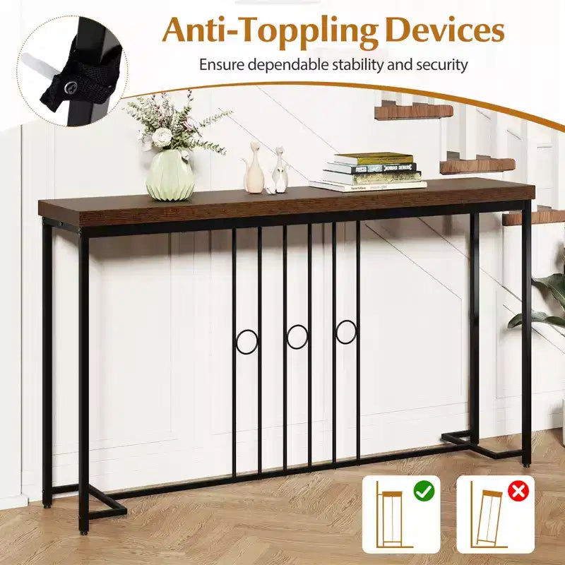 Tavolo Consolle Industriale Stretto da 140 cm