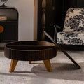 JVNOXK 31.5 Retro Round Coffee Table with Storage Space, Suitable for Living Room and Office, Brown