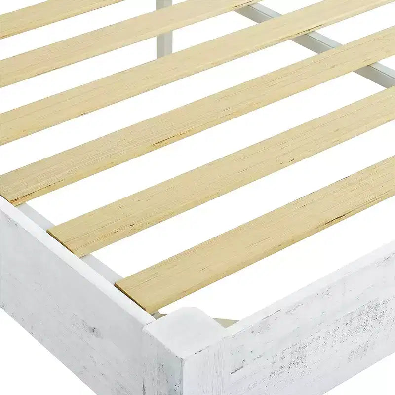 Base letto a piattaforma rustica in legno massello di pino, altezza 12 pollici, a montaggio facile