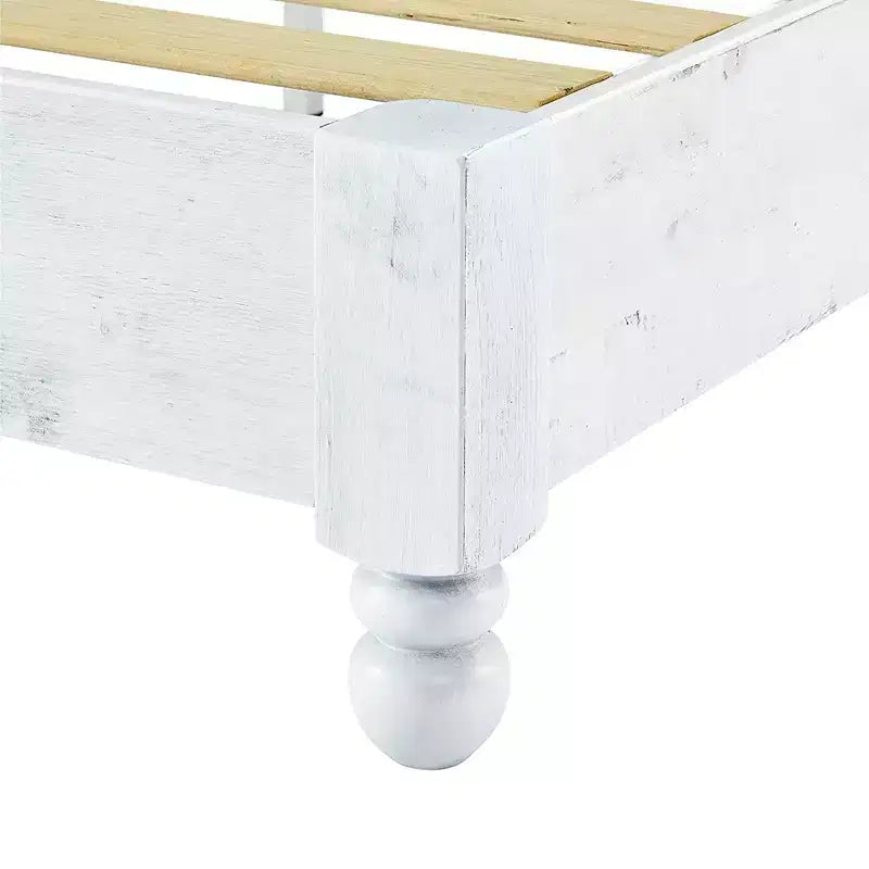 Base letto a piattaforma rustica in legno massello di pino, altezza 12 pollici, a montaggio facile