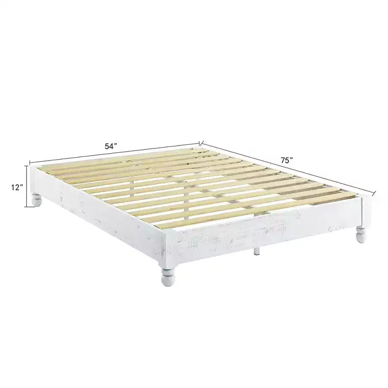 Base letto a piattaforma rustica in legno massello di pino, altezza 12 pollici, a montaggio facile