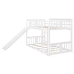 Letto a castello basso in legno gemello su gemello con scivolo reversibile