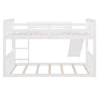 Letto a castello basso in legno gemello su gemello con scivolo reversibile