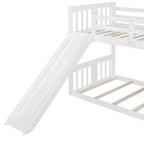Letto a castello basso in legno gemello su gemello con scivolo reversibile