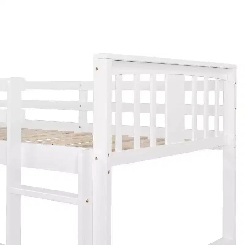 Letto a castello basso in legno gemello su gemello con scivolo reversibile
