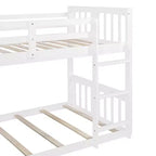 Letto a castello basso in legno gemello su gemello con scivolo reversibile