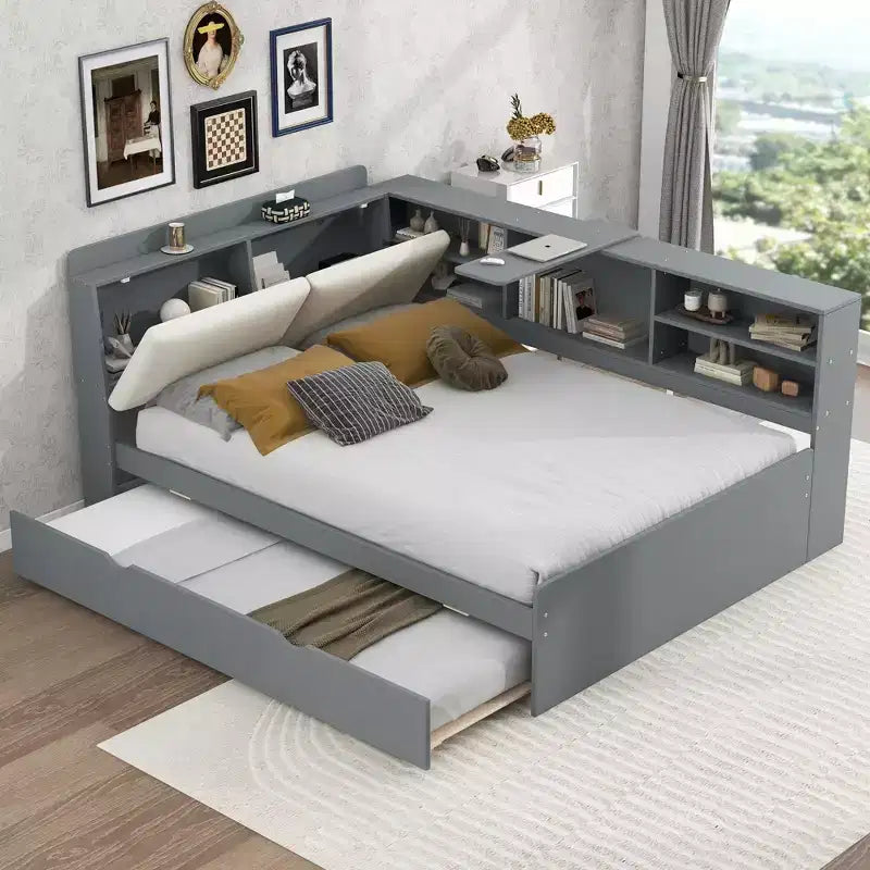 Letto a Piattaforma Matrimoniale con Testiera Contenitore