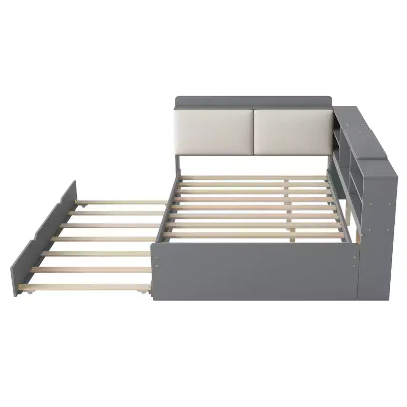 Letto a Piattaforma Matrimoniale con Testiera Contenitore