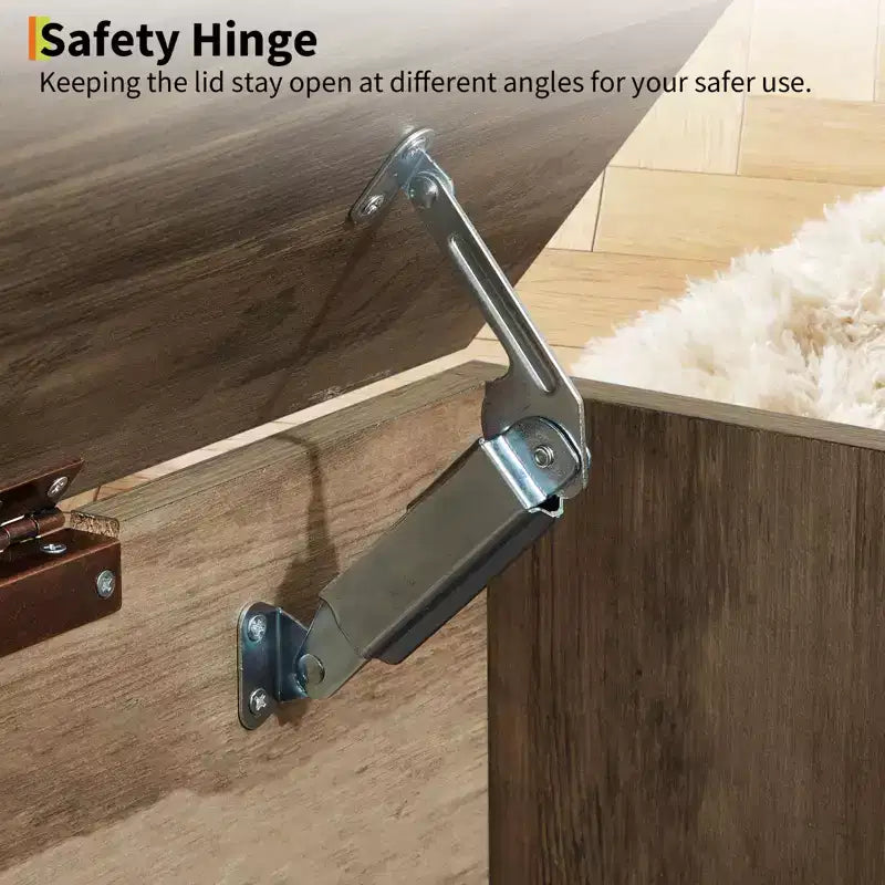 Panca Contenitore in Legno da 99,8 cm con Maniglia a U, Cerniera di Sicurezza, Supporta Fino a 136 kg e Facile Montaggio per Organizzare i Giocattoli