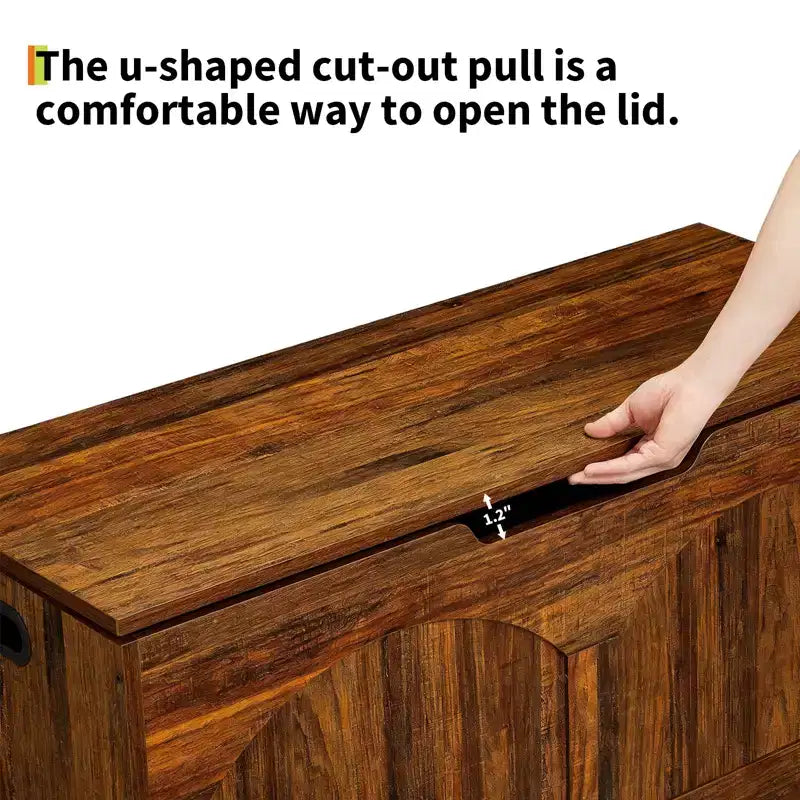 Panca Contenitore in Legno da 99,8 cm con Maniglia a U, Cerniera di Sicurezza, Supporta Fino a 136 kg e Facile Montaggio per Organizzare i Giocattoli