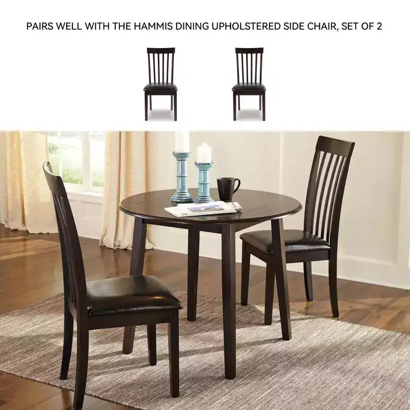 Tavolo rotondo da pranzo allungabile con ante a scomparsa legno/marrone scuro - Signature Design by Ashley: design compatto salvaspazio, 4 posti a sedere