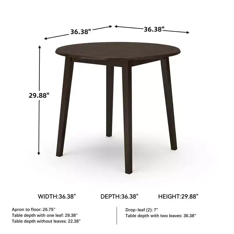 Tavolo rotondo da pranzo allungabile con ante a scomparsa legno/marrone scuro - Signature Design by Ashley: design compatto salvaspazio, 4 posti a sedere