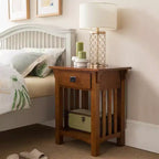 Comodino in rovere medio - Leick Home: frassino massiccio, stile Mission, 28" di altezza, con cassetto
