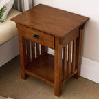Comodino in rovere medio - Leick Home: frassino massiccio, stile Mission, 28" di altezza, con cassetto