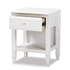 Comodino Naomi Wood bianco/oro con 1 cassetto