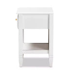 Comodino Naomi Wood bianco/oro con 1 cassetto