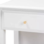 Comodino Naomi Wood bianco/oro con 1 cassetto