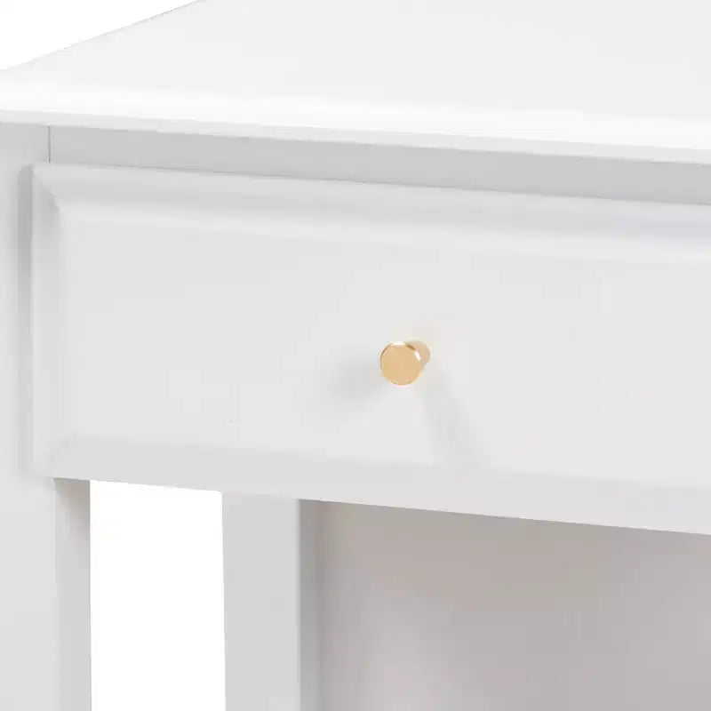 Comodino Naomi Wood bianco/oro con 1 cassetto