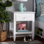 Comodino Naomi Wood bianco/oro con 1 cassetto