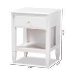 Comodino Naomi Wood bianco/oro con 1 cassetto