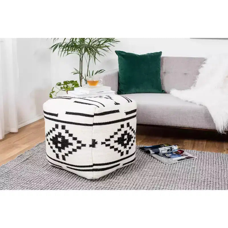 Pouf Noor Nero/Bianco Geometrico
