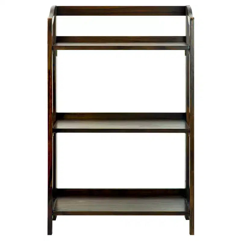 Stratford 36" 3 Shelf Folding Bookcase: Flora Home, Stained Wood, Steel Hardware, Anti-Tip