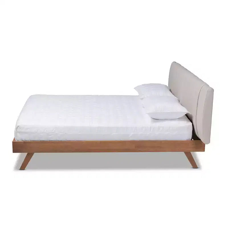 Letto a piattaforma King Brita in noce beige