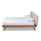 Letto a piattaforma King Brita in noce beige