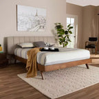 Letto a piattaforma King Brita in noce beige