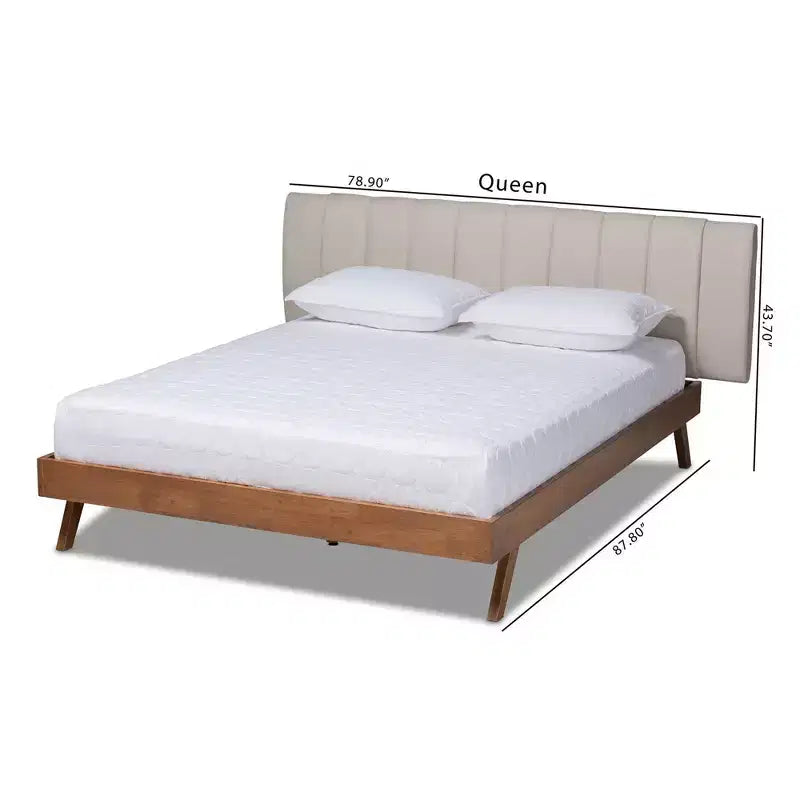 Letto a piattaforma King Brita in noce beige