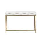 Contemporary 2 Drawer Metal Console Table White - Olivia & May: Gold Frame, Foyer Storage, No Assembly Required
