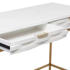 Tavolo consolle contemporaneo in metallo a 2 cassetti Bianco - Olivia & May: Struttura dorata, Mobile contenitore per ingresso, Nessun montaggio richiesto