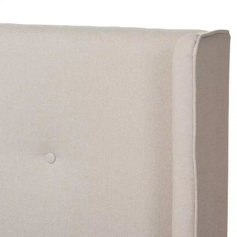 Letto matrimoniale imbottito in tessuto color beige in legno di noce di Brooklyn, stile moderno di metà secolo