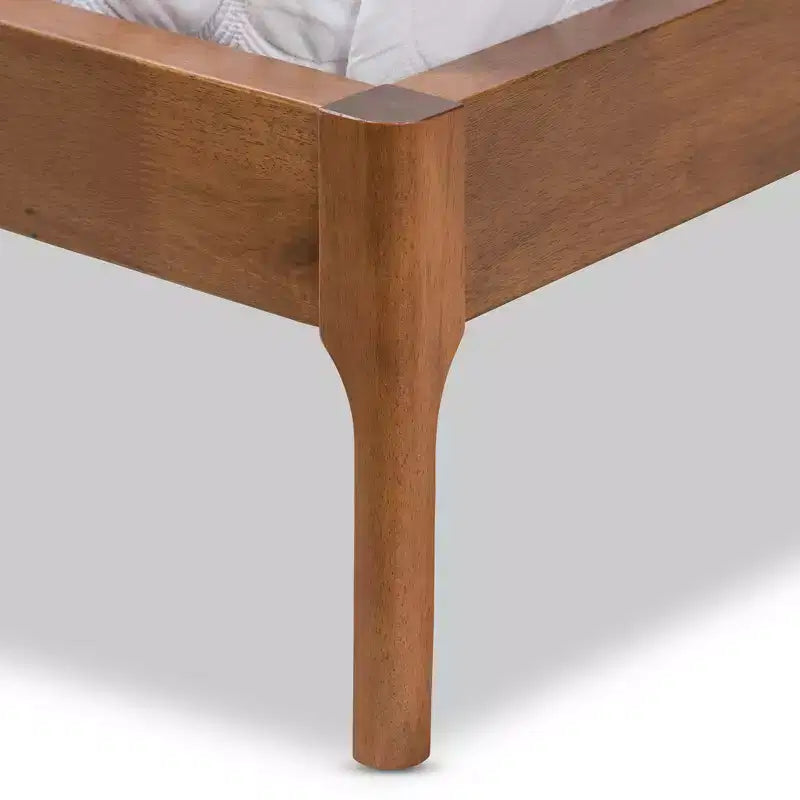 Letto matrimoniale imbottito in tessuto color beige in legno di noce di Brooklyn, stile moderno di metà secolo