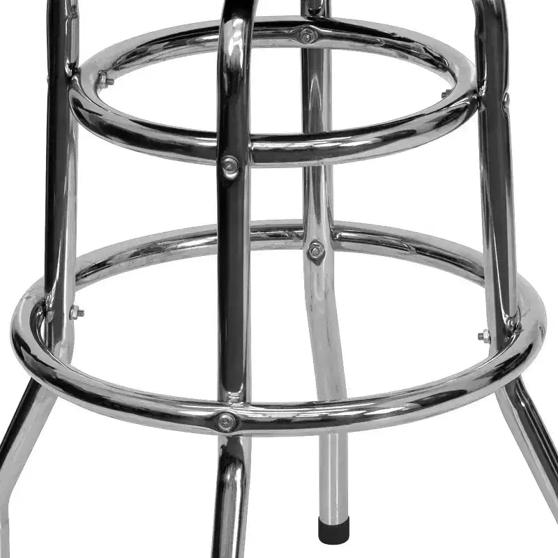 Sgabello da bar cromato con doppio anello