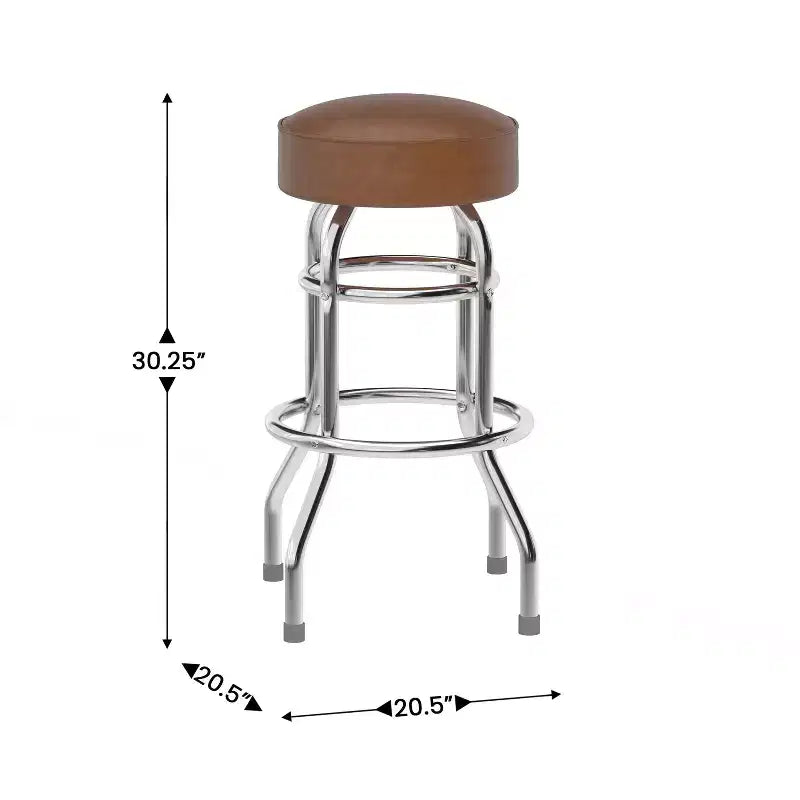 Sgabello da bar cromato con doppio anello