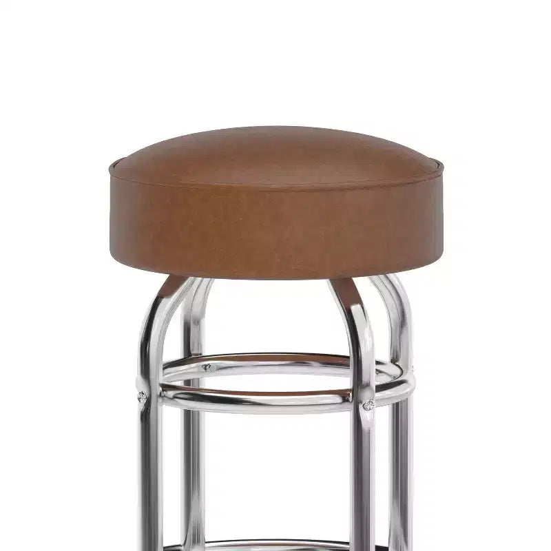 Sgabello da bar cromato con doppio anello