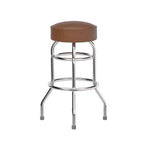 Sgabello da bar cromato con doppio anello